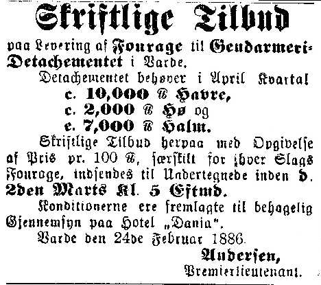 Annonce i Varde Dagblad 24/2 1886