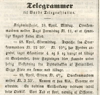 Vesterjydsk Avis 20. april 1864.
