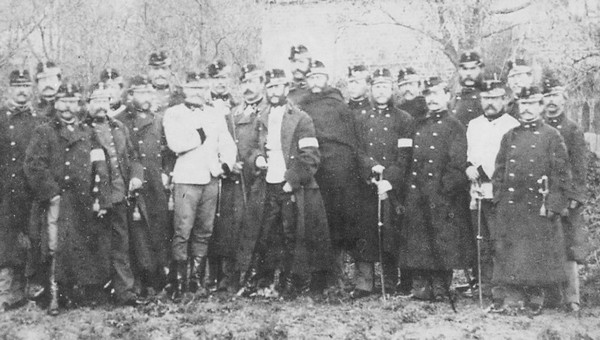 Østrigske officerer fotograferet i Varde november 1864.